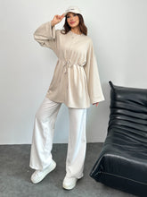 Kadın Bel Bağlamalı Kol Detaylı Tunik 8896 - Bej